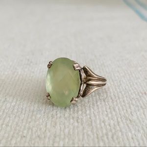 sterling silver ring with light green stone